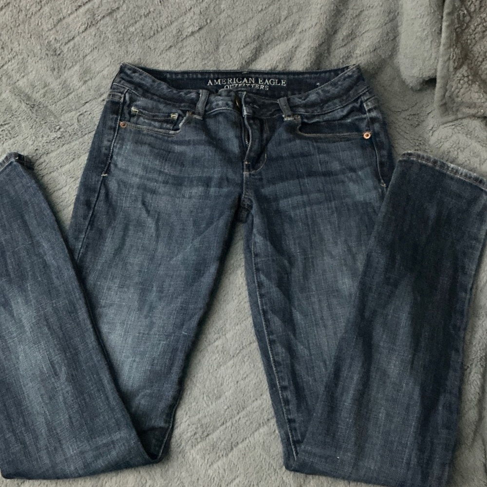 American Eagle Outfitters Dark Blue Straight Leg Jeans